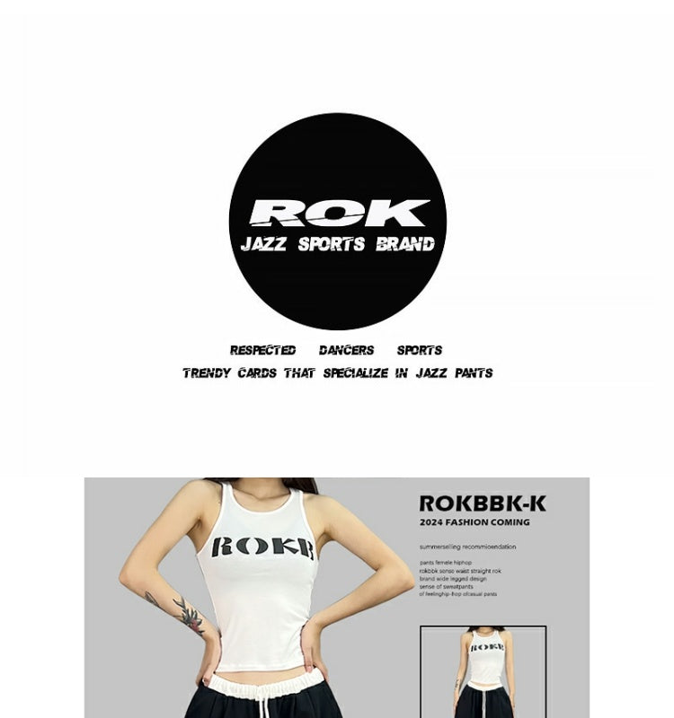 ROKBBK-K/Rokbbk-K Hip Hop Fashion Brand Double Waist Dancing SportshiphopWomen's TrousersjazzJazz Suit Tide