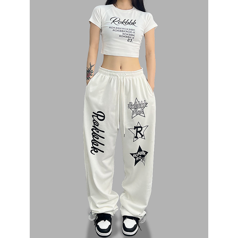 ROKBBK-K/Rokbbk-K Hip Hop Fashion Brand Personalized Printed Jazz Dancing Sweatpants for WomenhiphopSports Pants National Fashion