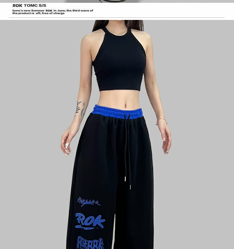 ROKBBK-K/Rokbbk-K Street Dance Fashion Brand Stitching Waist JazzjazzWomen's Sports Dancing TrousershiphopClothing