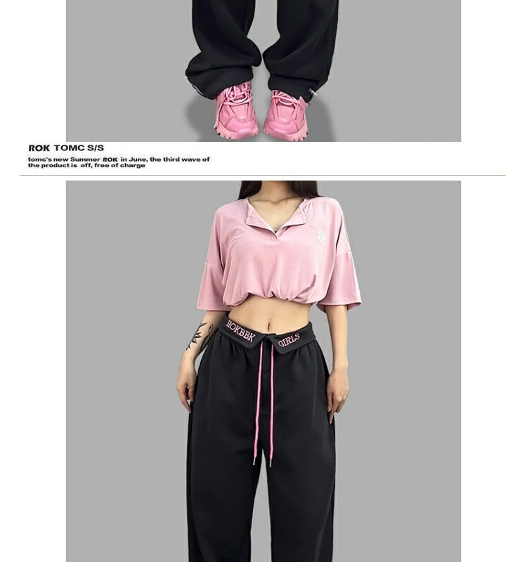 ROKBBK-K/Rokbbk-K Hip Hop Fashion Brand Loose Jazz Sports TrousershiphopSports Dancing Women's Suit Fashion