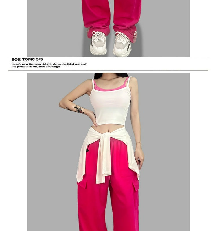 ROKBBK-K/Rokbbk-K Hip Hop Fashion Brand Plum Powder Pocket Hip Hop Jazz Sports DancingjazzWomen's Trousers Suit