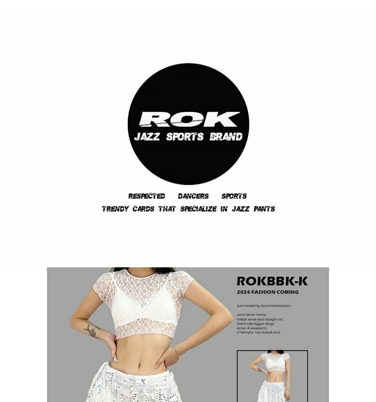 ROKBBK-K/Rokbbk-K Street Dance Fashion Brand Single Leg Printed JazzjazzTrousers Dancing SportshiphopWomen's Pants