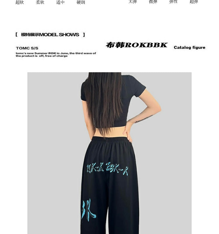 ROKBBK-K/Rokbbk-K Street Dance Fashion Brand SportsjazzJazz Pants Women's Letter PrintinghiphopFashion Clothing