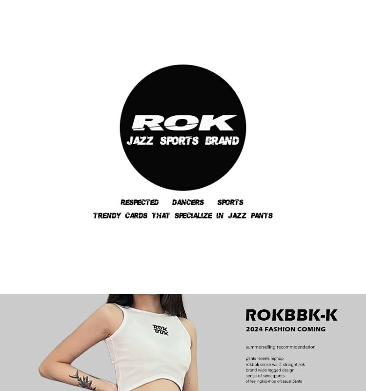 ROKBBK-K/Rokbbk-K Street Dance Fashion Brand Line Crown Embroidery Jazz DancinghiphopFashionable Sports Women's Trousers