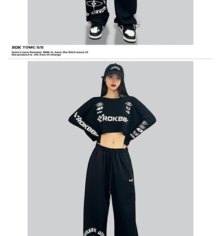 ROKBBK-K/Rokbbk-K Street Dance Fashion Brand Loose Hip Hop PersonalityjazzWomen's Jazz Sports Casual Pants