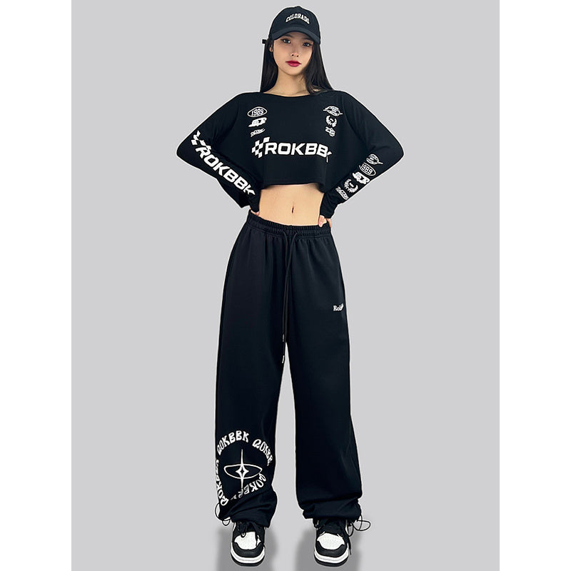 ROKBBK-K/Rokbbk-K Street Dance Fashion Brand Loose Hip Hop PersonalityjazzWomen's Jazz Sports Casual Pants