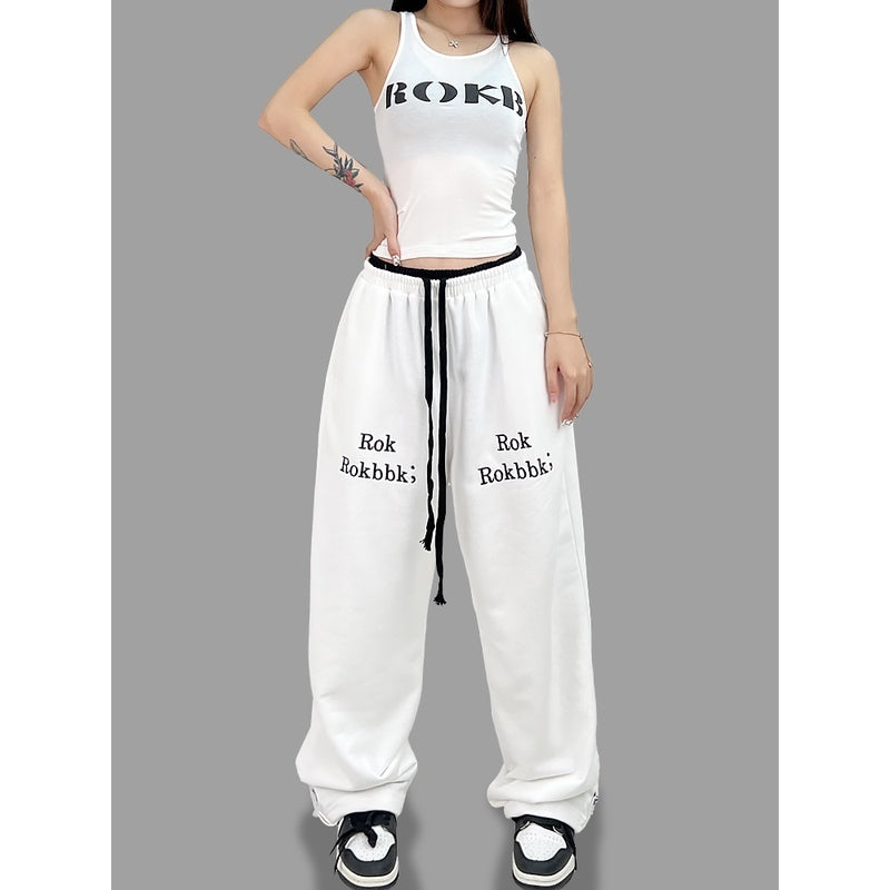 ROKBBK-K/Rokbbk-K Hip Hop Fashion Brand Double Waist Printed Female JazzhiphopTrousersjazzSports Suit