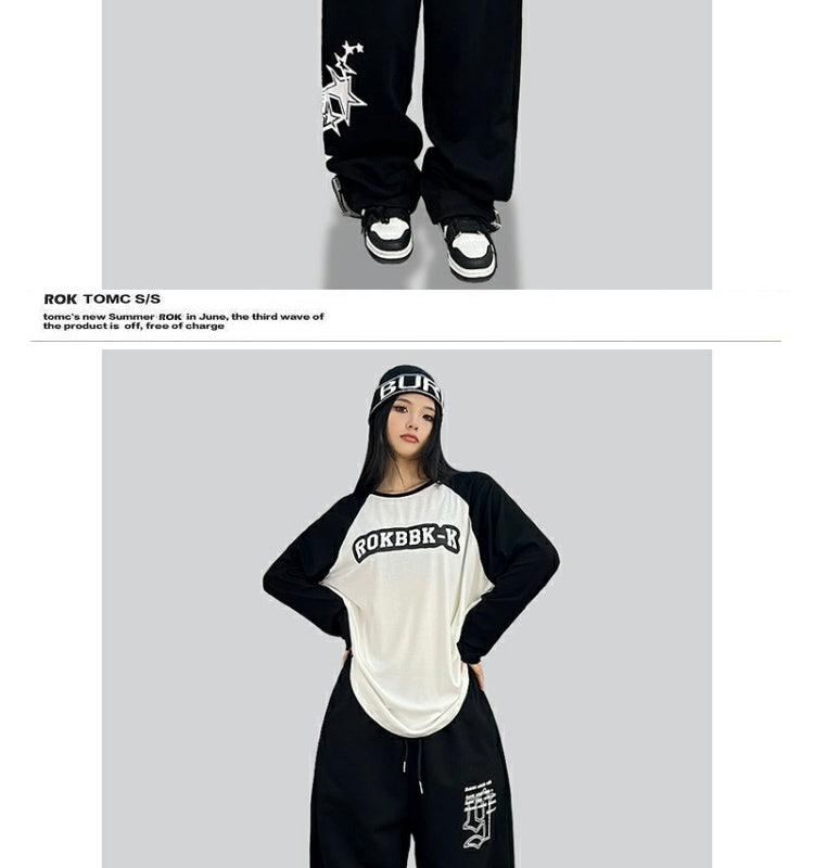 ROKBBK-K/Rokbbk-K Street Dance Fashion Brand Jazz DancehiphopHip Hop Wide Leg Pants Women LoosejazzSports Tide