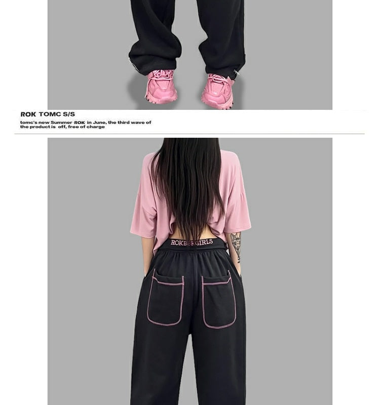 ROKBBK-K/Rokbbk-K Hip Hop Fashion Brand Loose Jazz Sports TrousershiphopSports Dancing Women's Suit Fashion