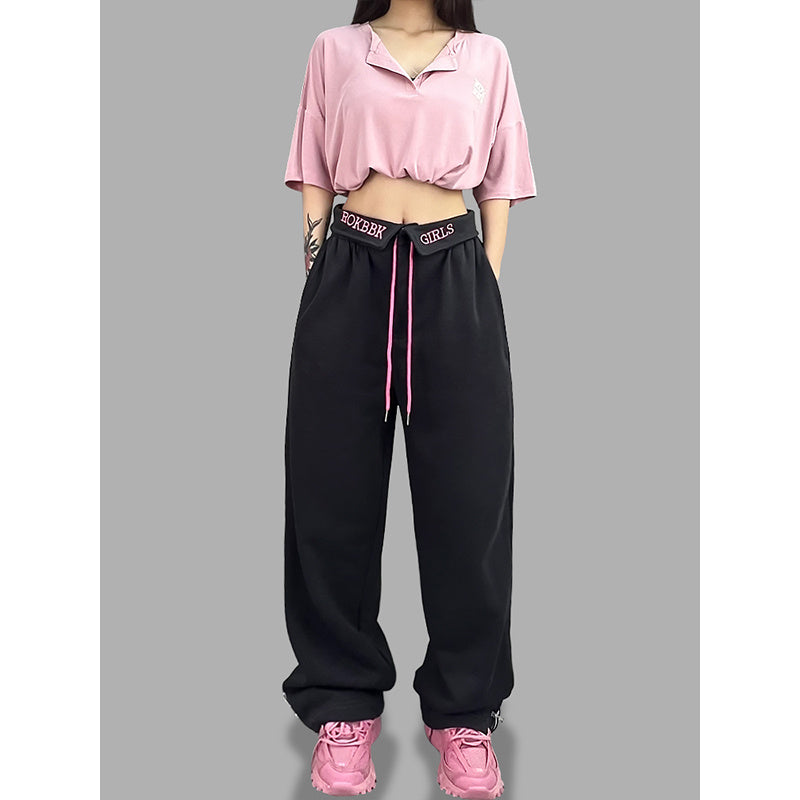 ROKBBK-K/Rokbbk-K Hip Hop Fashion Brand Loose Jazz Sports TrousershiphopSports Dancing Women's Suit Fashion