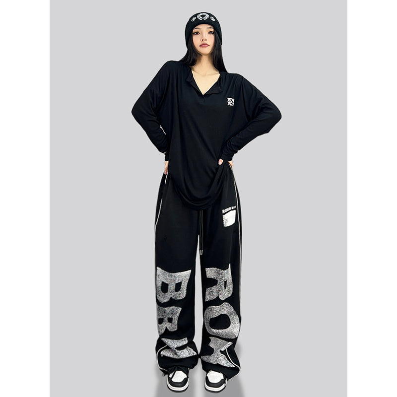 ROKBBK-K/Rokbbk-K Hip Hop Fashion Brand Loose Hip Hop American Jazz Dance Trousers Women's CasualjazzSports Pants