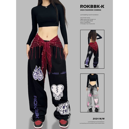 ROKBBK－K/Rokbbk-K Street Dance Fashion Brand Dice Printing Dancing JazzjazzTrousers Women's Sports Suit Clothing