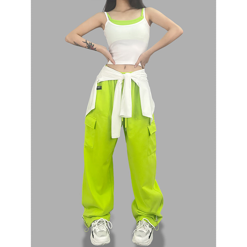 ROKBBK-K/Rokbbk-K Hip Hop Fashion Brand Double Side Pocket Jazz Dancing Trousers Women's Sports Hip HopjazzSuit