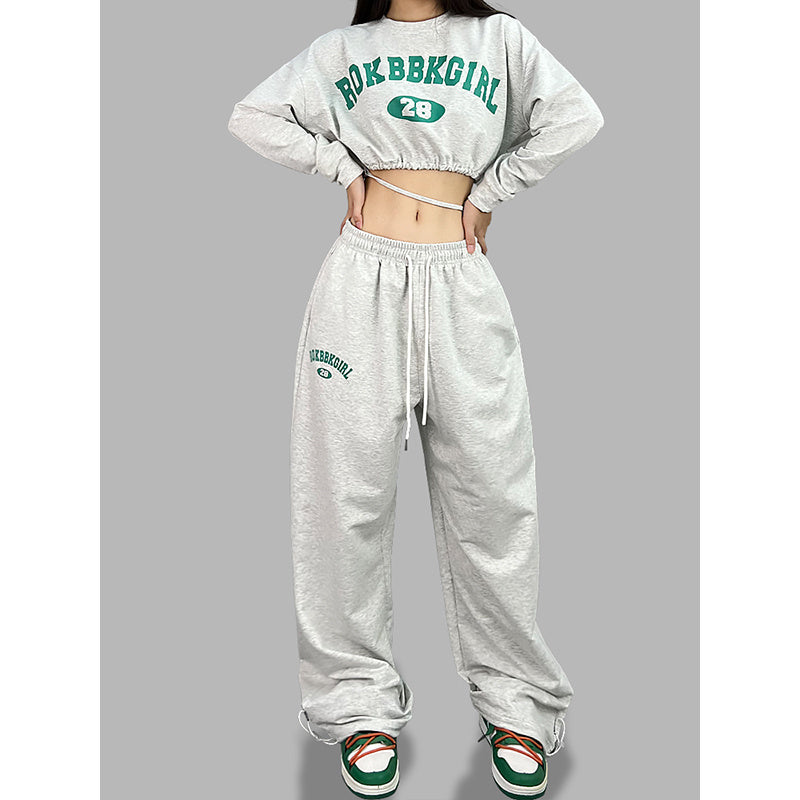 ROKBBK-K/Rokbbk-K Street Dance Fashion Brand JazzhiphopLetter Printed Trousers Women's Dancing Sports Suit Tide