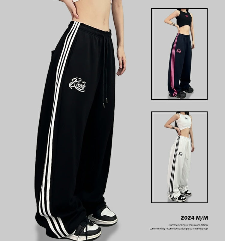 ROKBBK-K/Rokbbk-K Street Dance Fashion Brand Line Crown Embroidery Jazz DancinghiphopFashionable Sports Women's Trousers