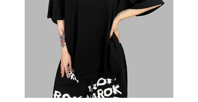 ROKBBK-K/Rokbbk-K Street Dance Fashion Brand Loose Letter Printing Dancing SportsTJazz Shirt Lazy Blouse