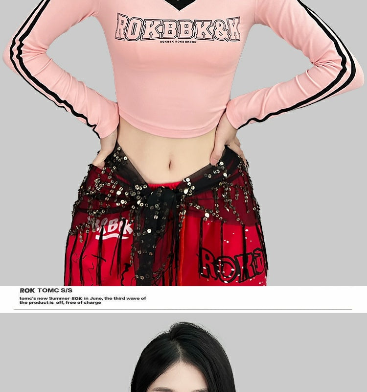 ROKBBK-K/Rokbbk-K Street Dance Fashion Brand JazzjazzSportsVCollar Top Female DancinghiphopFashion Clothing