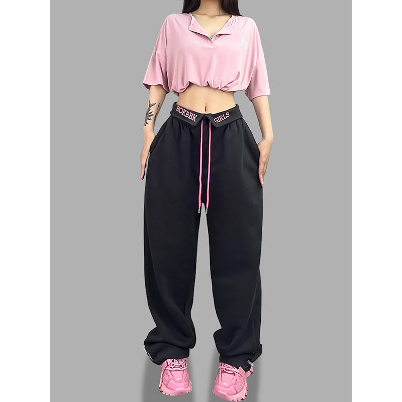 ROKBBK-K/Rokbbk-K Hip Hop Fashion Brand Loose Jazz Sports TrousershiphopSports Dancing Women's Suit Fashion