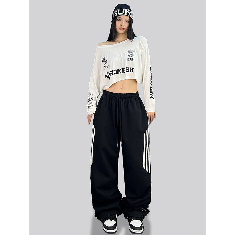 ROKBBK-K/Rokbbk-K Street Dance Fashion Brand American Style Hip Hop LeisurehiphopTrousers Loose Cool Sports Pants Female